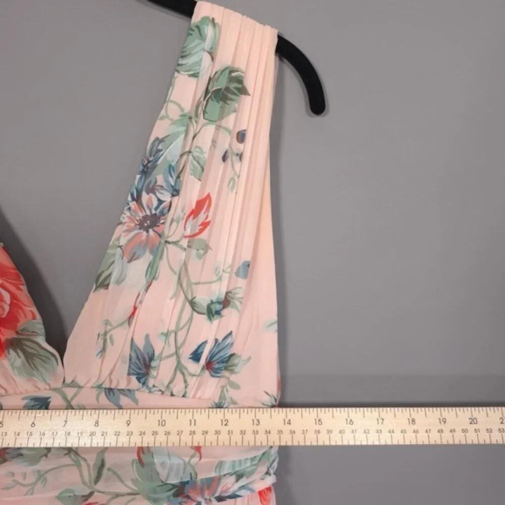 Lulus Garden Meandering Blush Pink Floral Print‎ Lined Maxi Dress MEDIUM Evening
